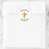 Gold Crucifix Kerk Welkom Ronde Sticker (Tas)