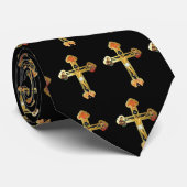 Gold Crucifix-Stropdas, herhaaldelijk ontworpen op Stropdas (Opgerold)