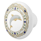 Gold Crystal Dolphin 2Dgraphic Ocean Sea Marine Keramische Knop (Rechts)