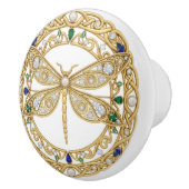 Gold Crystal Dragonfly faux 2D graphic gemstones Keramische Knop (Rechts)