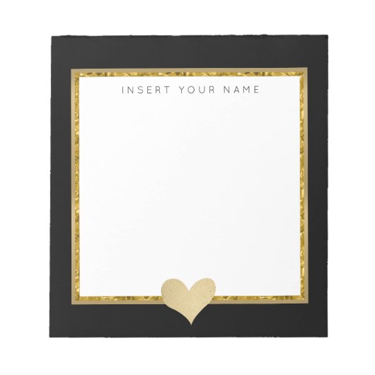 Gold Crystal en Folie Heart Notitieblok 5,5 x 6 in (Voorkant)