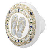 Gold Crystal Flip Flops 2Dgraphic Flipflop shoes Keramische Knop (Rechts)