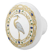 Gold Crystal Heron Sea Bird 2Dgraphic gemstone Keramische Knop (Rechts)