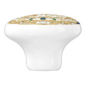 Gold Crystal Hummingbird Bird 2D graphic gemstones Keramische Knop (Zijkant)