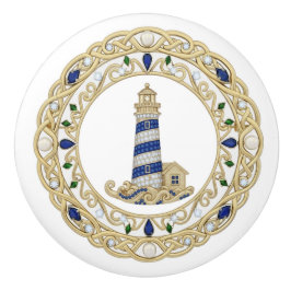 Gold Crystal Lighthouse 2Dgraphic Sea Light House Keramische Knop