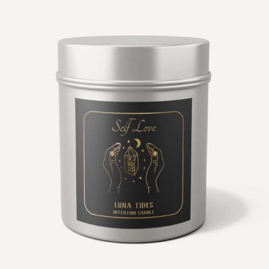 Gold Crystal Moon Self Love Insight Candle Label