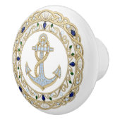 Gold Crystal Nautical Anchor Diamond 2DGraphic Keramische Knop (Rechts)
