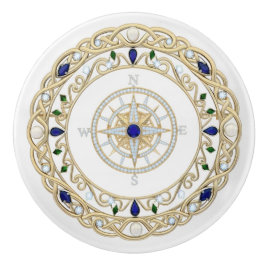 Gold Crystal Nautical Captain Ship Compass Rose Keramische Knop