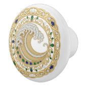 Gold Crystal Ocean Great Wave 2D graphic gemstones Keramische Knop (Rechts)