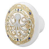 Gold Crystal Ocean Sea Octopus 2D graphic gemstone Keramische Knop (Rechts)