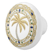 Gold Crystal Palm Tree 2Dgraphic Ocean Beach House Keramische Knop (Rechts)