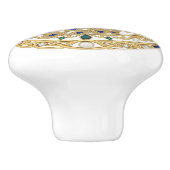 Gold Crystal Peacock Bird 2D graphic gemstones Keramische Knop (Zijkant)