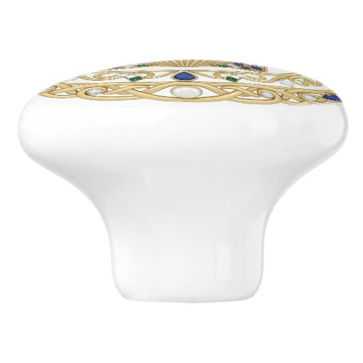 Gold Crystal Seashell Shell 2D graphic gemstones Keramische Knop (Zijkant)