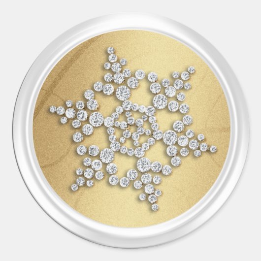 Gold Crystal Snowflake Envelope Seal Ronde Sticker (Voorkant)