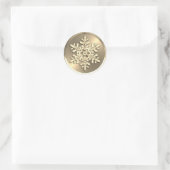 Gold Crystal Snowflake op Gold Seal Ronde Sticker (Tas)