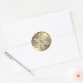 Gold Crystal Snowflake op Gold Seal Ronde Sticker (Envelop)