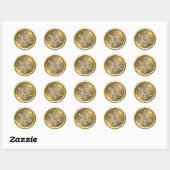 Gold Crystal Snowflake op Gold Seal Ronde Sticker (Vel)