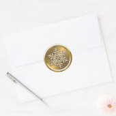 Gold Crystal Snowflake op Gold Seal Ronde Sticker (Envelop)