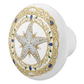 Gold Crystal Starfish Sea Star 2D graphic gemstone Keramische Knop (Rechts)