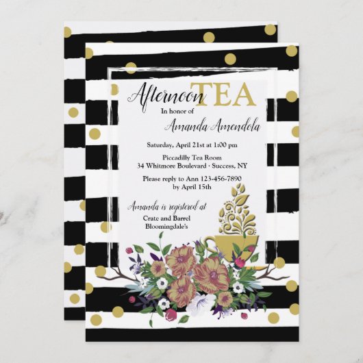 Gold Cup of Tea uitnodiging (Voorkant / Achterkant)