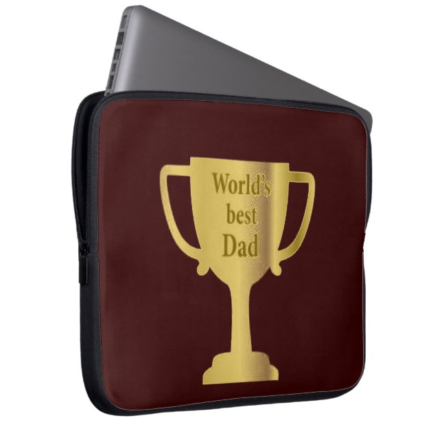 Gold Cup World's Best Dad Laptop Sleeve (Voorkant Rechts)