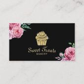 Gold Cupcake Bakery Sweet Trein Modern Floral Visitekaartje (Voorkant)