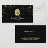Gold Cupcake Bakery Sweet Trein Moderne Confetti Visitekaartje (Voorkant / Achterkant)