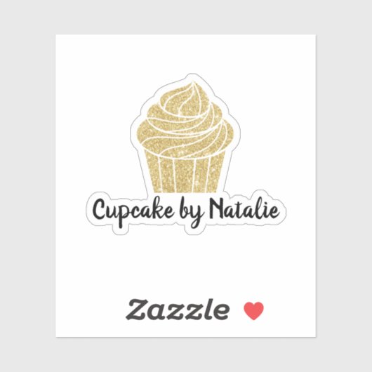 Gold Cupcake bakkerij Modern Glitter Sticker (Vel)