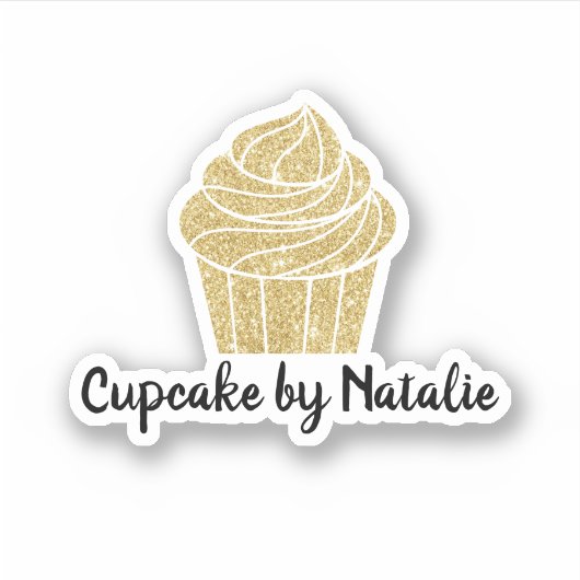 Gold Cupcake bakkerij Modern Glitter Sticker (Voorkant)