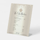 Gold Cupcake Glitter Drift Bakery Menu Price List Reclamebord Met Voetstuk (Voorkant)