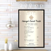 Gold Cupcake Glitter Drift Bakery Pastry Chef Menu Poster