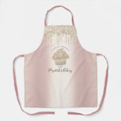 Gold Cupcake Glitter Drift Bakery Pastry Chef Roos Schort (Voorkant)