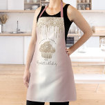 Gold Cupcake Glitter Drift Bakery Pastry Chef Roos Schort<br><div class="desc">Hier is een wonderlijke manier om het plezier van het bakken toe te voegen. Voeg extra glans toe aan je culinaire avonturen wanneer je dit elegante, verfijnde, eenvoudige en moderne schort draag. Een dunne, gouden kasten, glitterdruppels en handgeschreven typografie bedekken een faux metallic gouden achtergrond van het roos. Personaliseer met...</div>