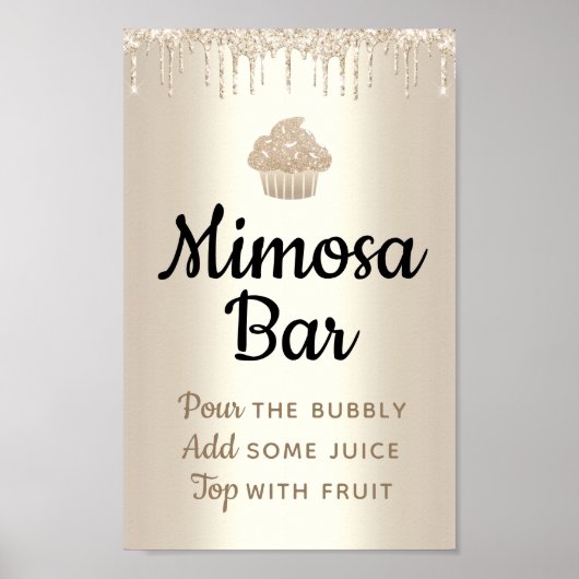 Gold Cupcake Glitter Drip Bakery Chef Custom Store Poster (Voorkant)