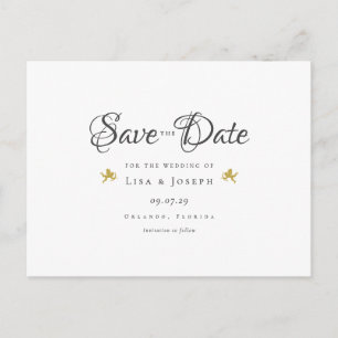 Gold Cupids Elegant Script Save the Date Aankondigingskaart