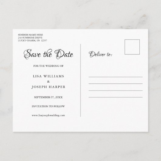 Gold Cupids Elegant Script Save the Date Aankondigingskaart (Achterkant)