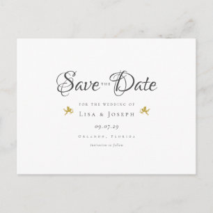 Gold Cupids Elegant Script Save the Date Briefkaart