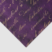 Gold Cursive on Deep Paars Decoupage Tissuepapier (Detail)