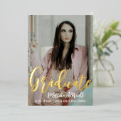 Gold Cursive Overlay | Fotogradatiepartij Folie Uitnodiging (Staand Voorkant)