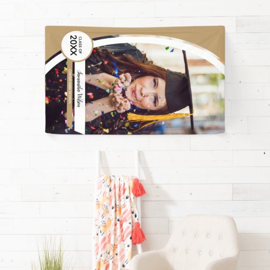 Gold Curved Lijst Photo Afstuderen Spandoek (Insitu)