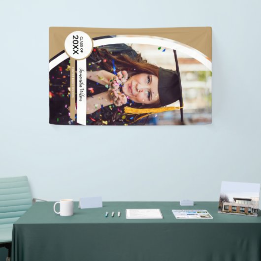 Gold Curved Lijst Photo Afstuderen Spandoek (Beurs)