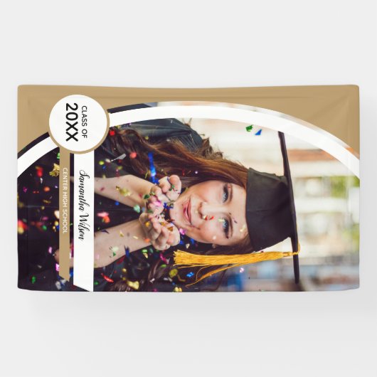 Gold Curved Lijst Photo Afstuderen Spandoek (Horizontaal)