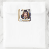 Gold Curved Lijst Photo Afstuderen Vierkante Sticker (Tas)