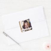Gold Curved Lijst Photo Afstuderen Vierkante Sticker (Envelop)