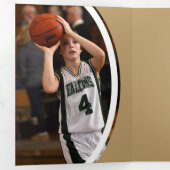 Gold Curved Lijst Three Photo Afstuderen Drieluik Uitnodiging (Binnenzijde eerst)