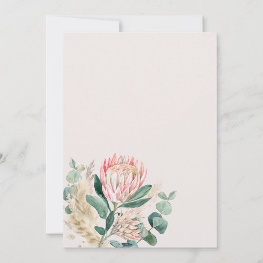 Gold Curvy Eucalyptus Pampas Grass Protea Wedding Kaart (Achterkant)