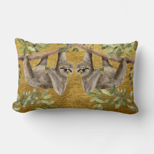 Gold Cushion - Sloth Design Kussen (Voorkant)