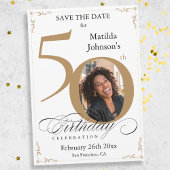 Gold Custom 50th Birthday Save The Date Kaart