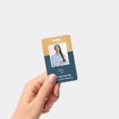 Gold Custom Employee Photo Name & logo ID Badge (Handheld)