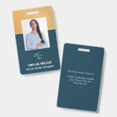 Gold Custom Employee Photo Name & logo ID Badge (Front & Back)